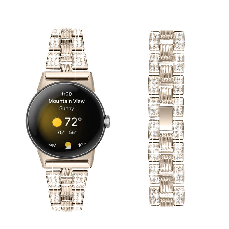 For Google Pixel Watch 2 Pixel Watch Rhinestone Decor Stylish Smart Watch Band Zinc Alloy Wrist Strap Replacement For Google Pixel Watch 2 Pixel Watch Rhinestone Decor Stylish Smart Watch Band Zinc Alloy Wrist Strap Replacement